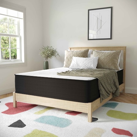 Flash Furniture Dream 12 in Hybrid Mattress, Full Size High Density Foam and Pocket Spring Mattress in a Box, White/Black DR-E230P-R-F-12-GY-GG